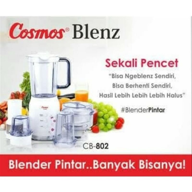 Jual COSMOS Blenz CB 802 Blender Plastik 4IN1 1.2 Liter 250 Watt CB802 ...