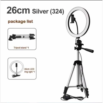 Paket Komplit Ringlight 26Cm Tripod 2 1 Meter Make Up Vlog Lampu Ringlight