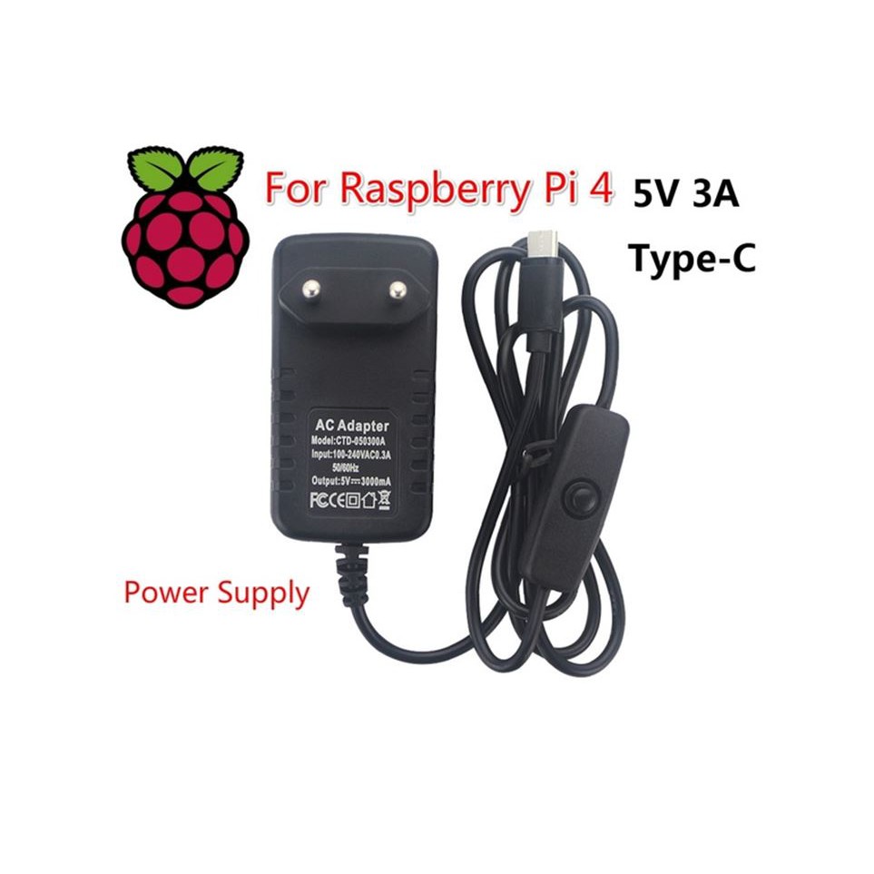 Jual Raspberry Pi 4 5V 3A Adaptor Power Supply Switching ON OFF Button ...