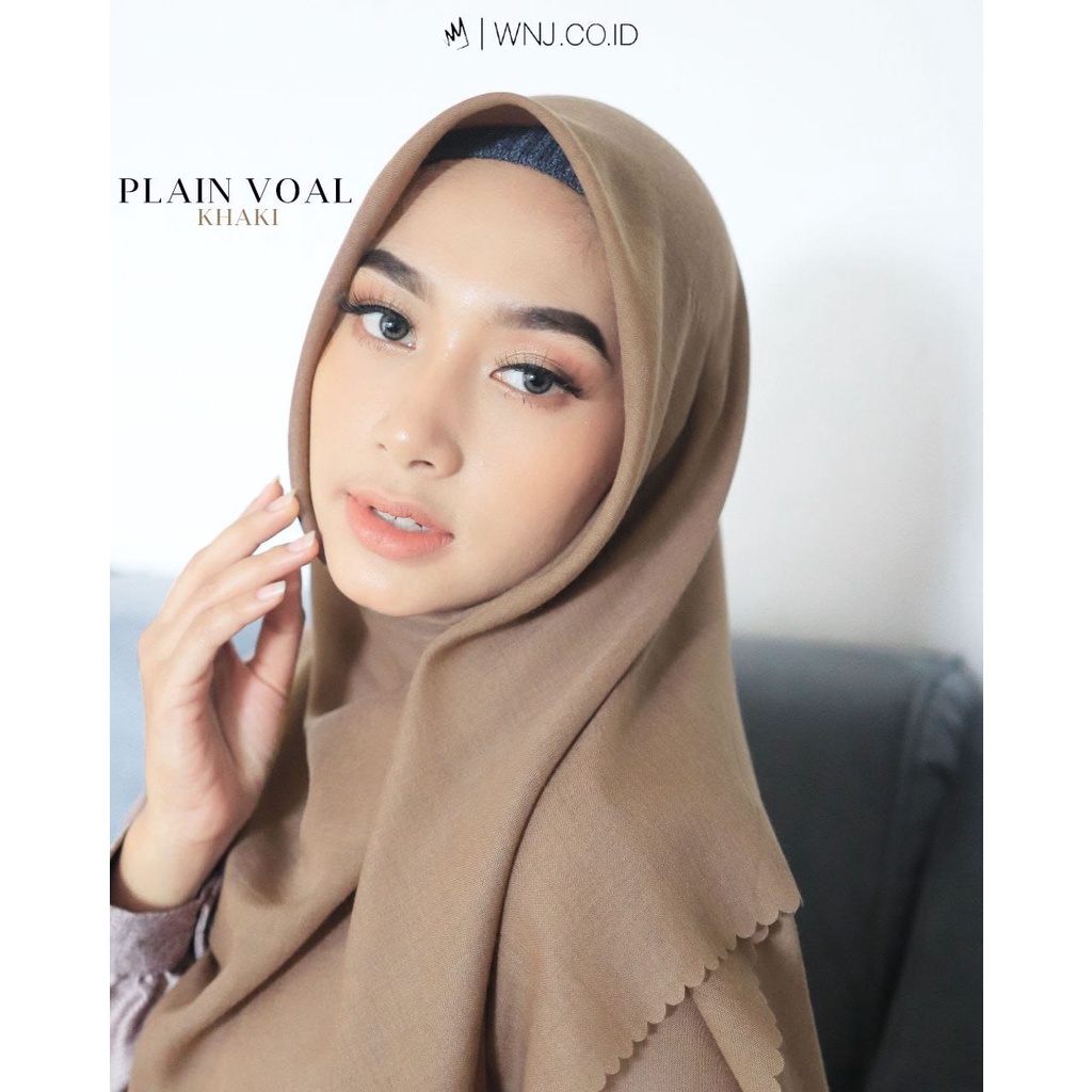 Jual Hijab Square Wanoja Segi Empat Voal Polos - Warna Plain Voal Khaki ...