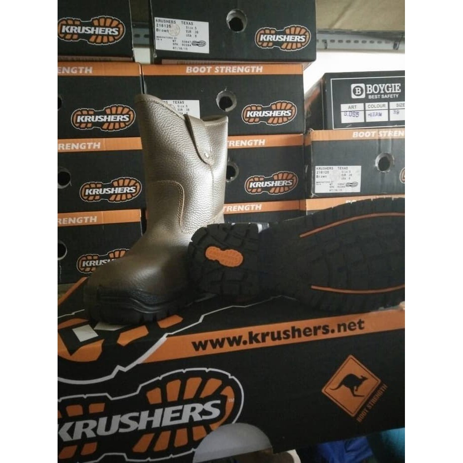 Jual Produk TOP !! Safety Shoes Krusher TEXAS Black/Brown Shopee