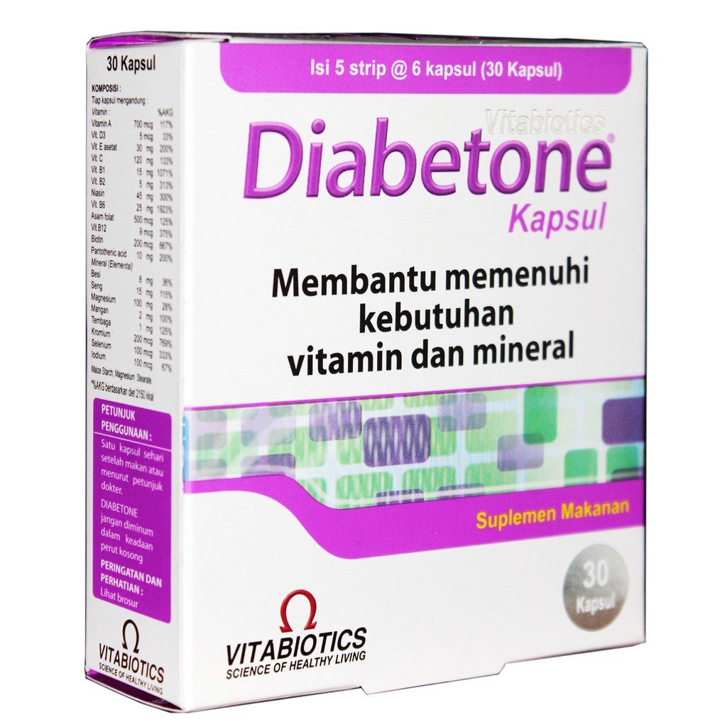 Jual Vitabiotics Diabetone 30 Kapsul - Suplemen Vitamin Obat Diabetes ...