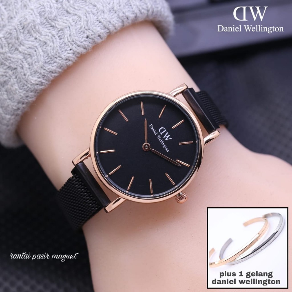 Jam Tangan Wanita Dw Rantai Pasir Free Gelang Knop Gerigi Box Exclusive