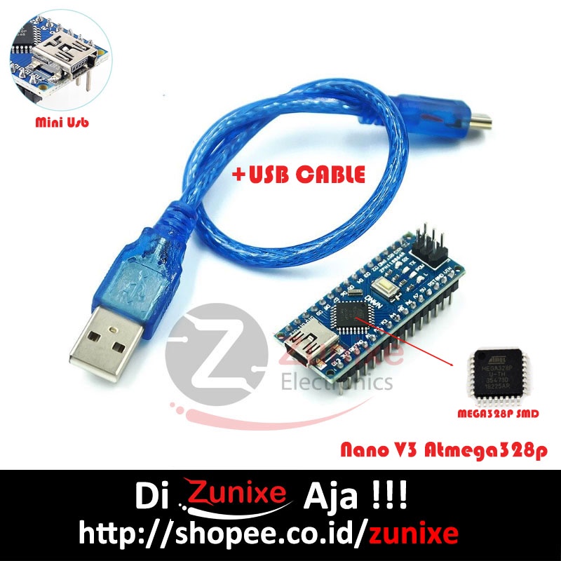 Jual Nano V3 CH340 Compatible Soldered Plus Kabel Atmega328p | Shopee ...