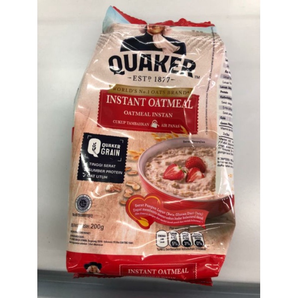 Jual QUAKER INSTANT OATMEAL REFFIL MERAH 200G | Shopee Indonesia