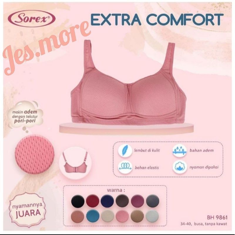 Jual BH Bra SOREX tanpa kawat bahan extra comfort / pori adem