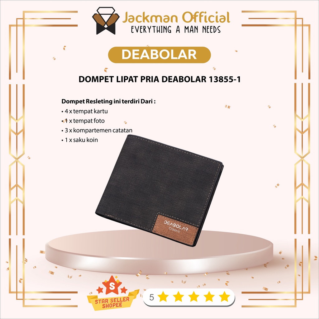Jual DOMPET LIPAT PRIA DEABOLAR 138551 BIFOLD WALLET PU LEATHER