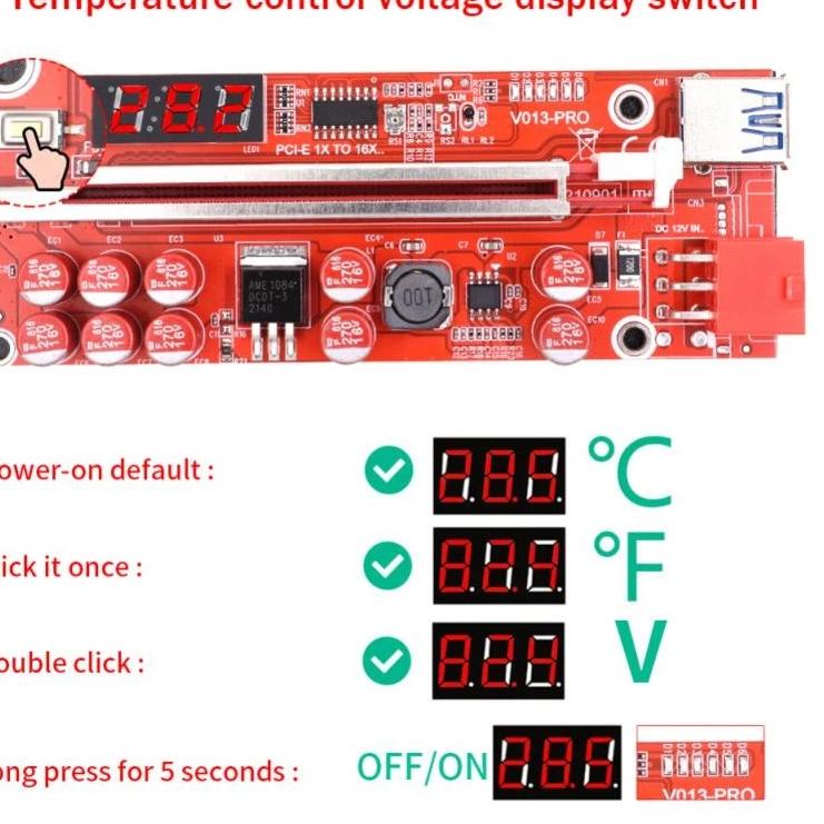 Jual Tren Terbaru PCIE RISER VER 013 PRO, 10 Kapasitor, 13 LED Light ...