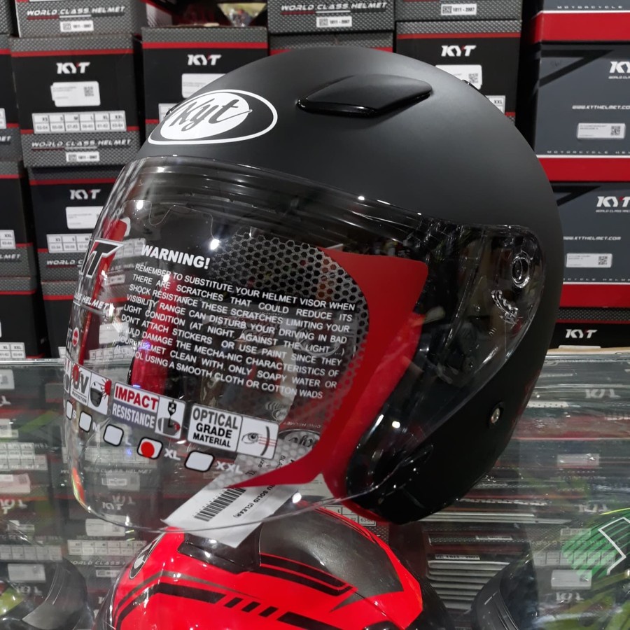 Jual Helm KYT DJ Maru Solid Black Doff Hitam Dop Half Face Single Visor