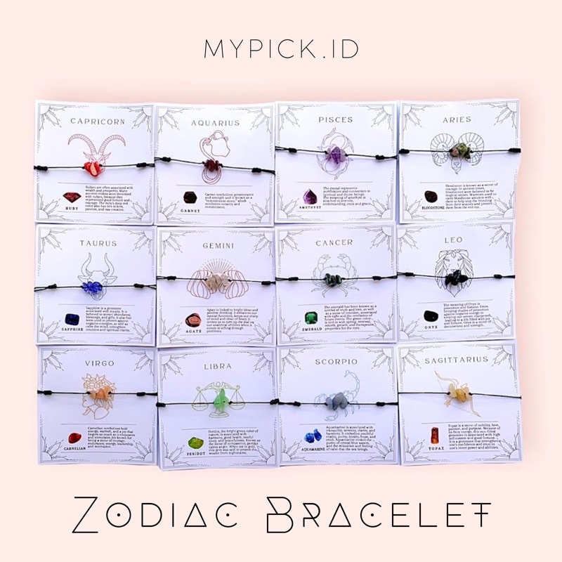 Jual ZODIAC FRIENDSHIP ASTROLOGICAL STONE BRACELET GELANG COUPLE