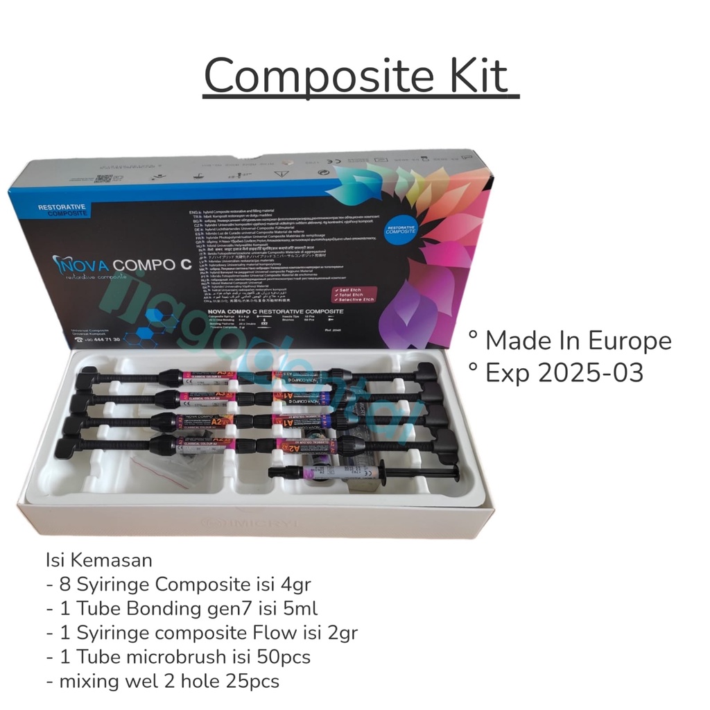 Jual DENTAL COMPOSITE KIT NANO HYBRID LOW SHRINKAGE KOMPOSIT COMPOSIT ...