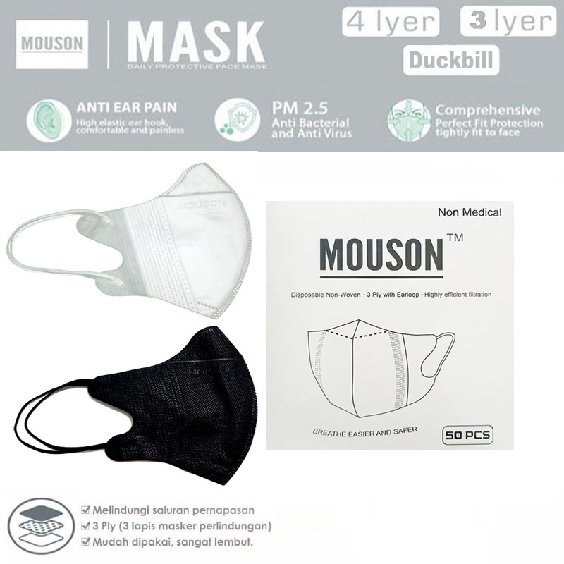 Jual Duckbill MOUSON Masker 3/4 Lapis/Kesehatan No.1 (Isi 50Pcs ...