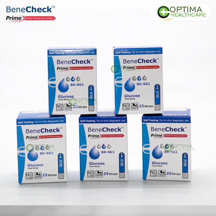 Jual Benecheck Prime Test Strip Gula Darah ( Glukosa ) Isi 25 Strip ...