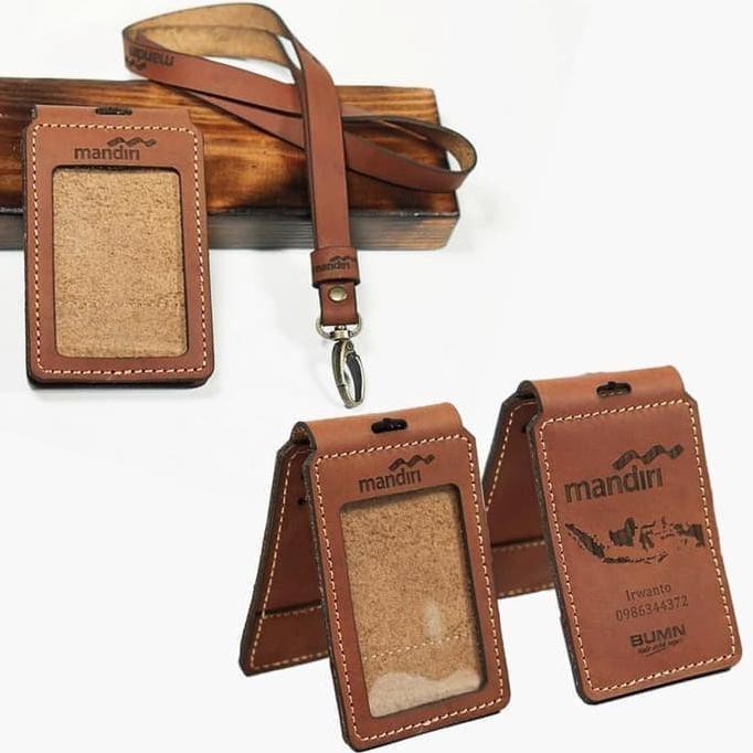 Jual Gantungan ID card holder name tag Kulit sapi asli COSTUM NAMA dan ...