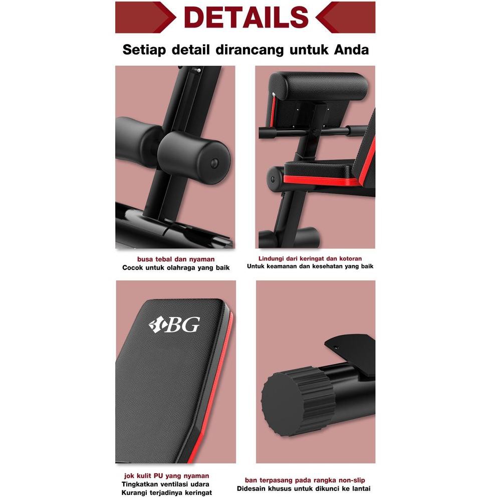 Jual BG SPORT SIT UP BENCH DUMBBELL SIT UP BOARD MODEL SU222 ( BLACK