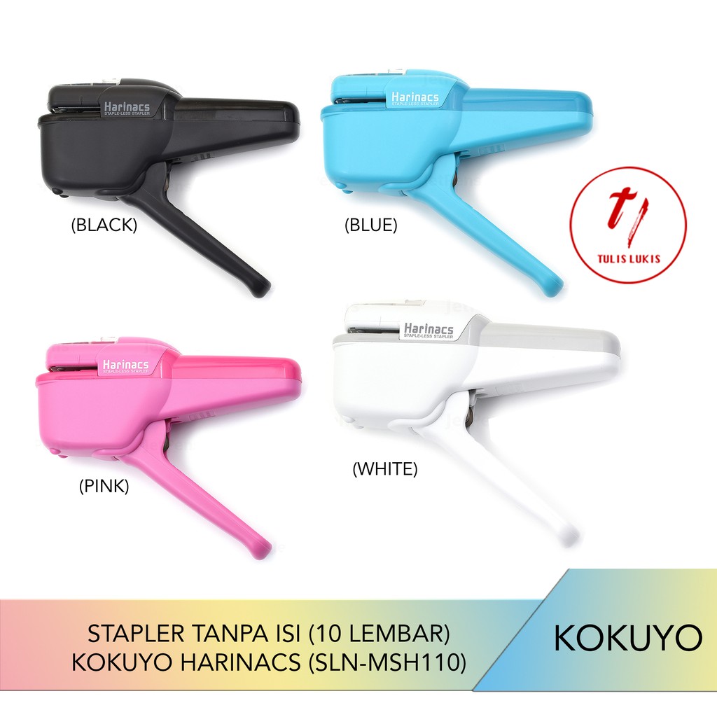 Kokuyo Harinacs Agrafeuse Sans Agrafes - Relie 10 Feuilles Sans Consommables - Design Japonais Blanc