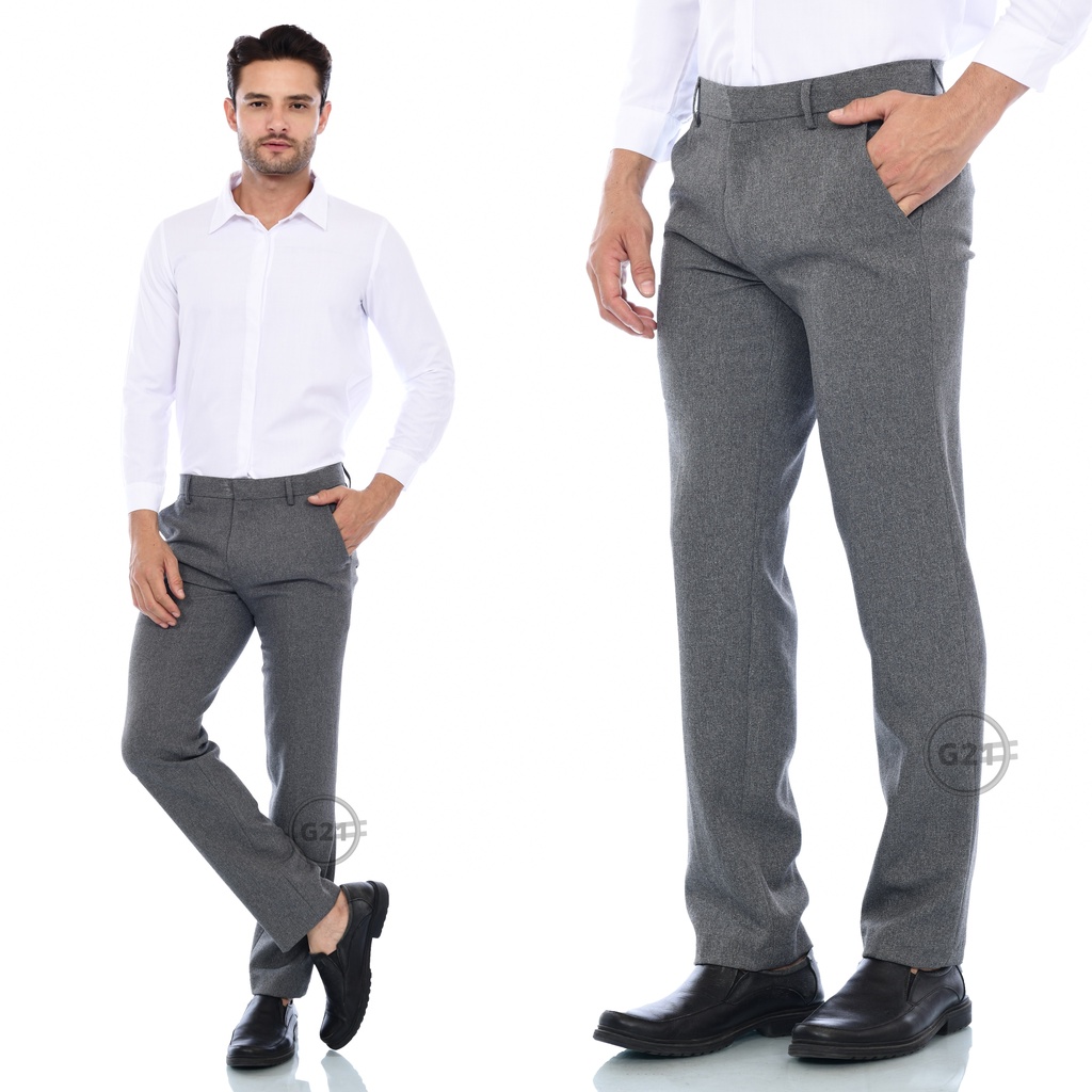 Jual Celana Bahan Hitam Kerja Pria Panjang Formal Kantor Model Slim Fit