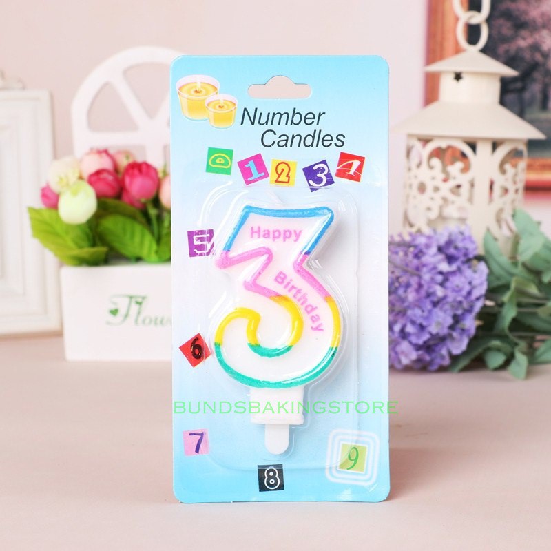 Jual Lilin kue ulang tahun happy birthday angka tiga 3 | Shopee Indonesia