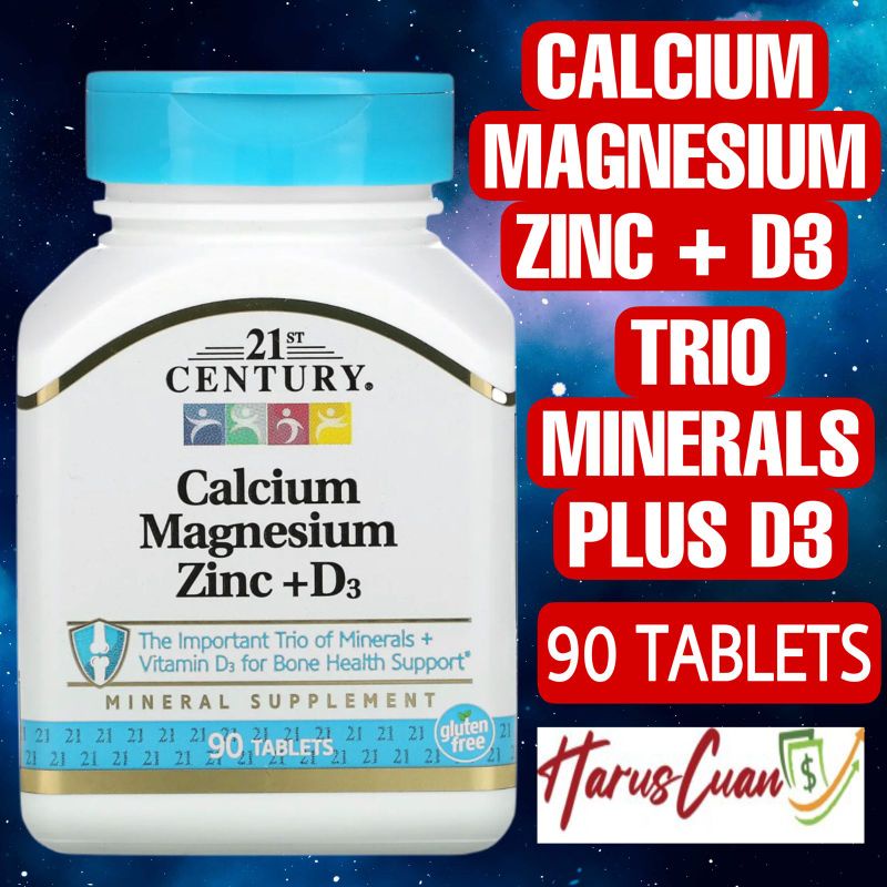 Jual 21st Century USA Calcium Magnesium Zinc Plus D3 90 Tablets Trio