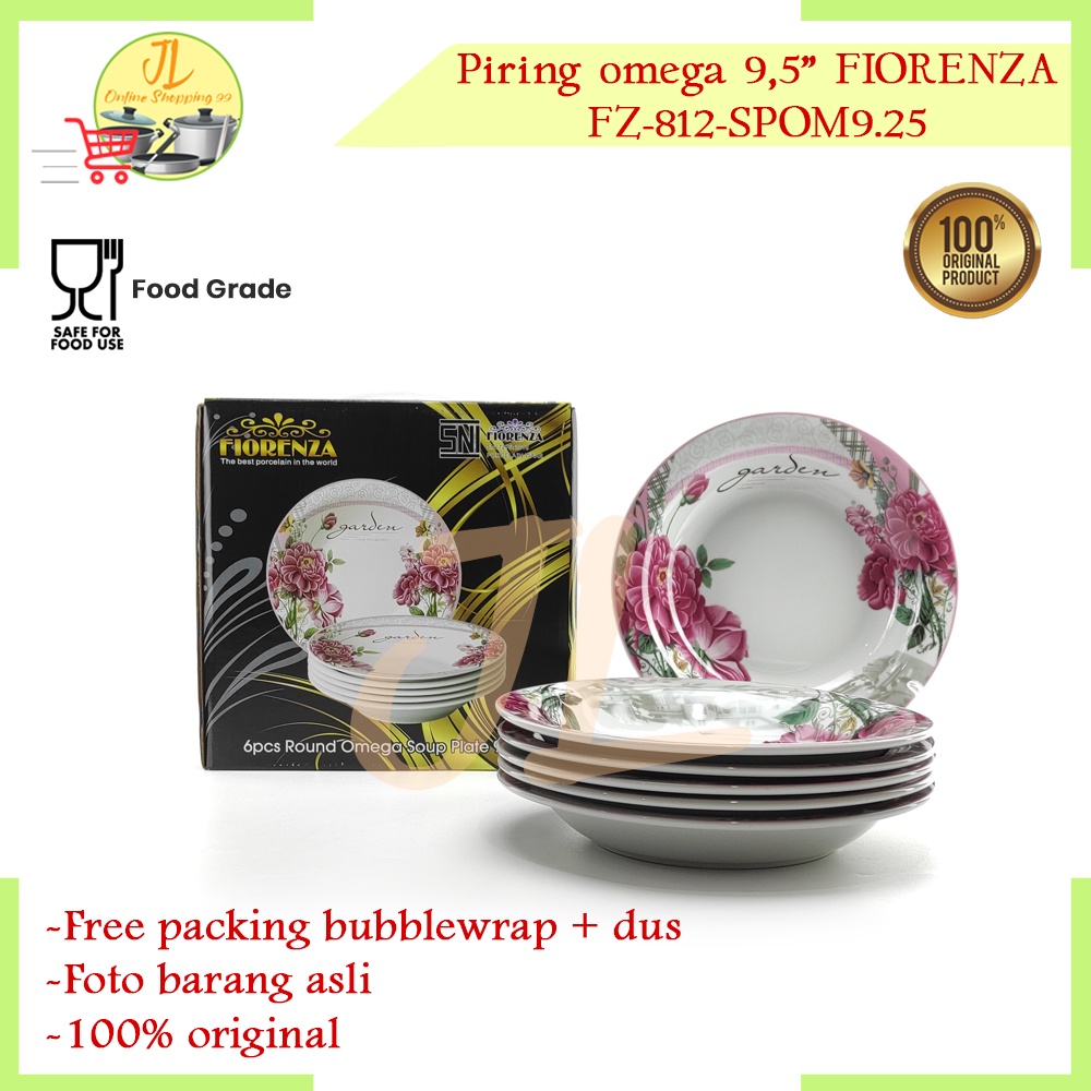  Jual piring makan omega 9"25 / piring set motif FIORENZA FZ-812-SPOM9 Bildidee 