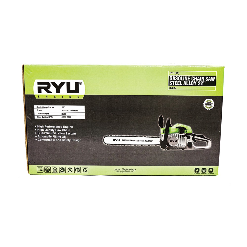Jual Ryu Gasoline Chain Saw Steel Alloy 22