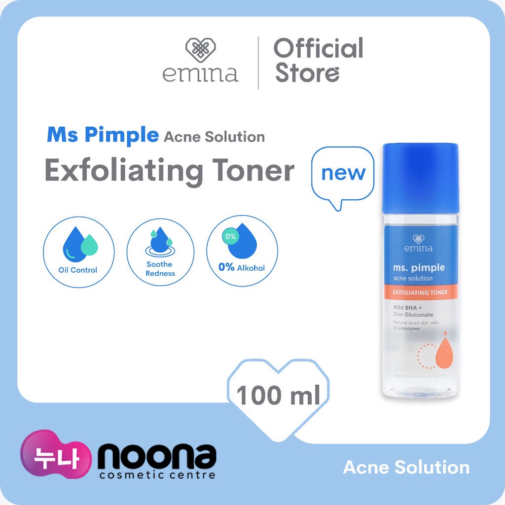 Jual EMINA MS.PIMPLE ACNE SOLUTION EXFOLIATING TONER 100ML Shopee