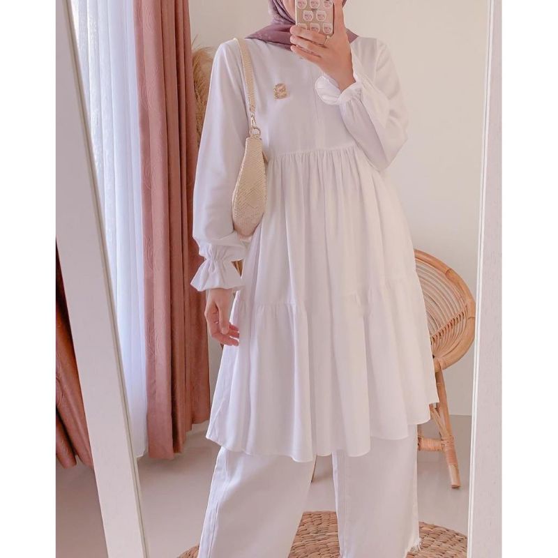 Jual SORAYA TUNIK POLOS REMPEL TERBARU 2022 / WIZA TUNIK WANITA MUSLIM