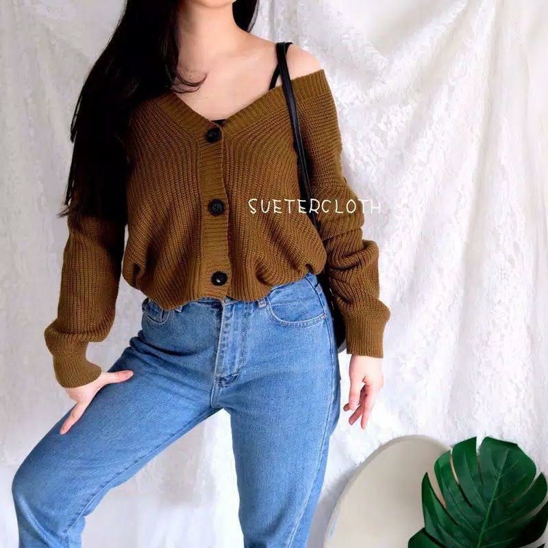 Jual Cardigan crop rajut oversize millina | Shopee Indonesia