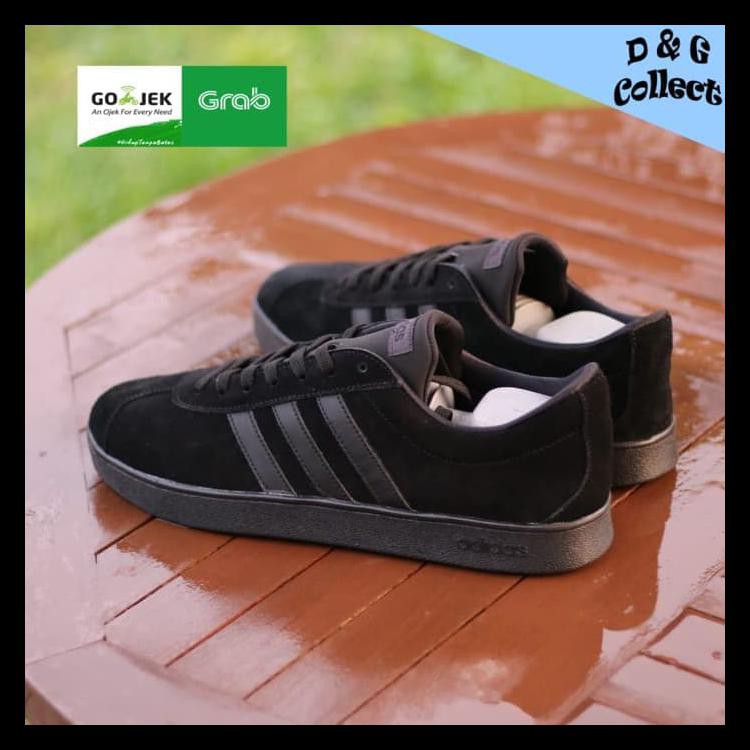 Jual Cuci Gudang Sepatu Pria Adidas Vl Court Full Black Suede Original