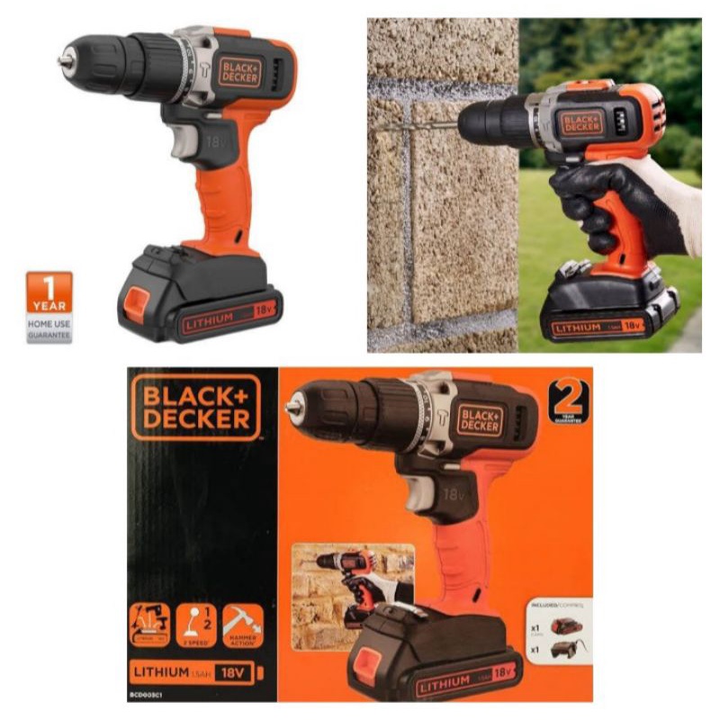 Jual Mesin Bor Battrey BCD003C1-B1 Black Decker Hammer Drill Cordless ...