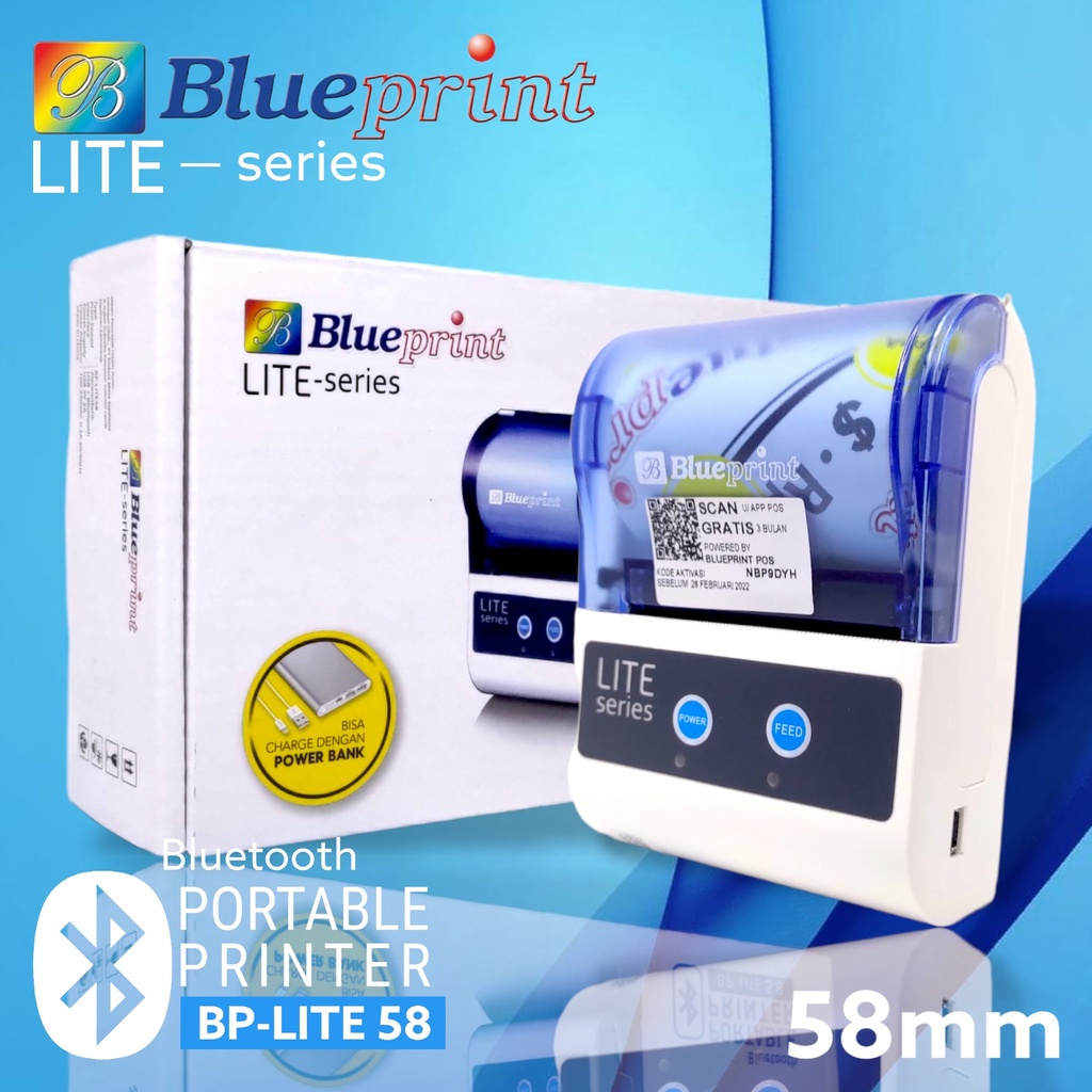 Jual PRINTER THERMAL PORTABLE BLUETOOTH BLUEPRINT BPLITE58 Shopee