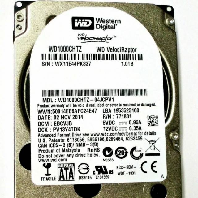 Jual Hardisk WD VelociRaptor 1TB SATA III 2.5 Inch 10K RPM WD1000CHTZ ...