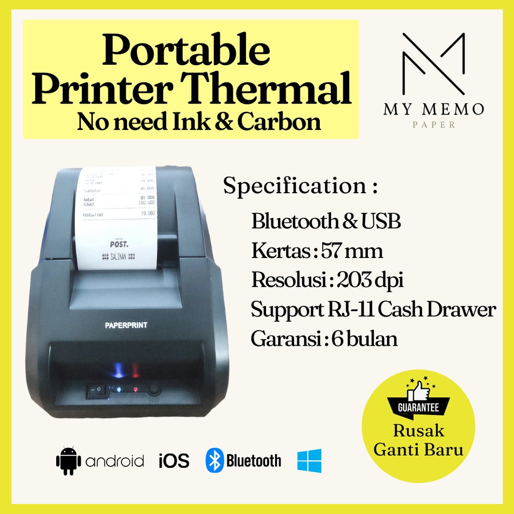 Jual Paperprint Printer Kasir Printer Thermal Pos Kasir Resi Thermal Ppob Shopee Indonesia