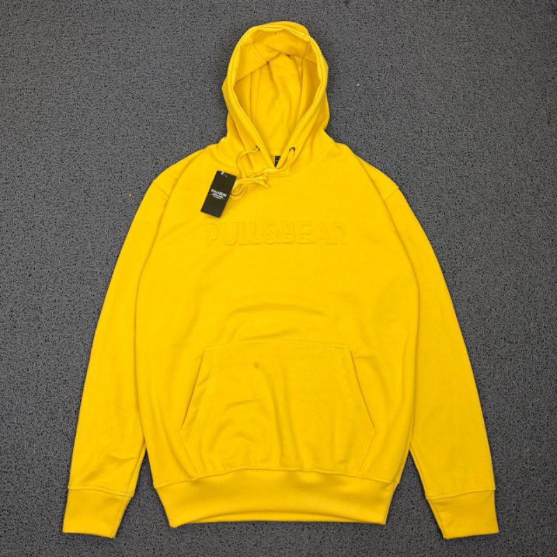 Jual HOODIE PULLOVER PULL&BEAR PULL & BEAR BORDIR BASIC FONT YELLOW ...