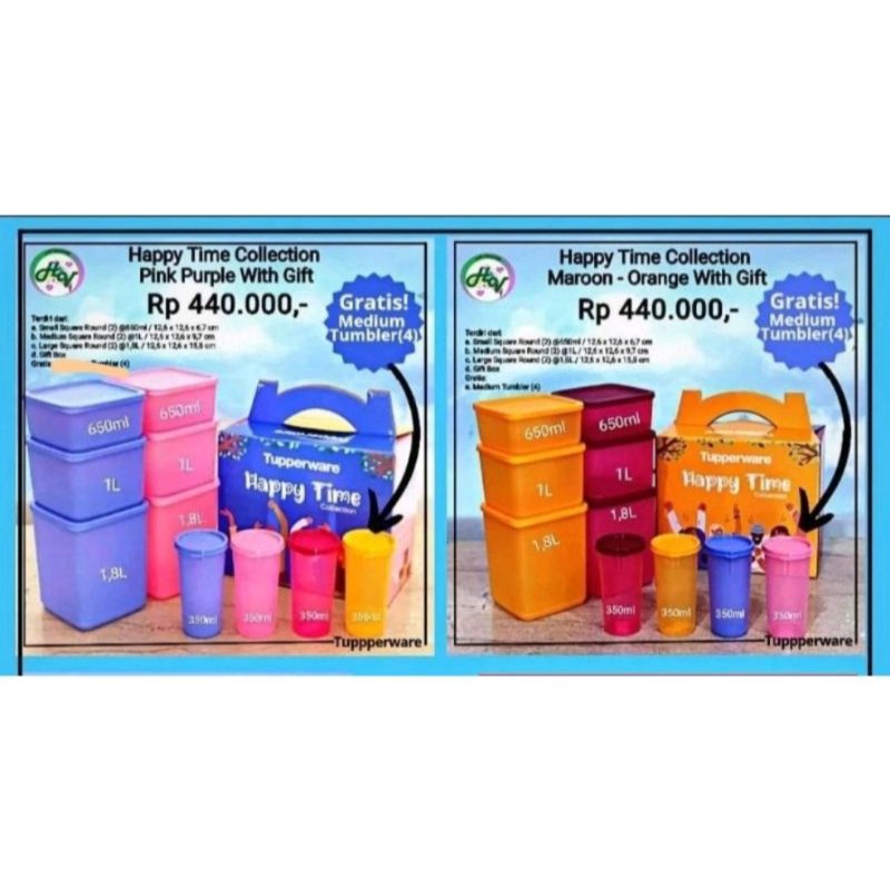 Jual Toples tupperware happy time collection free tumbler 4 pcs ...