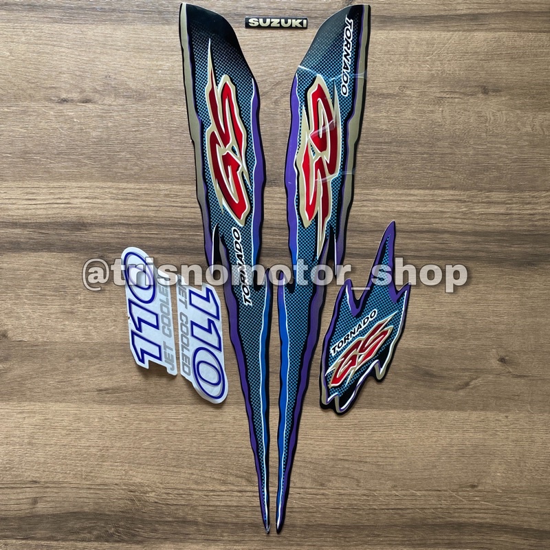 Jual STICKER STRIPING SUZUKI TORNADO GS 110 2007 HITAM BIRU STIKER LIST ...