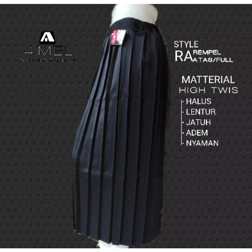 Jual ROK PANJANG HITAM FULL REMPEL/SERAGAM SEKOLAH ROK HITAM SD ...