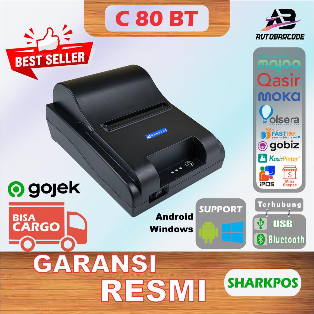 Jual Printer Bluetooth SHARKPOS C80BT / C80 BT Kertas Struk Kasir 80X50 ...