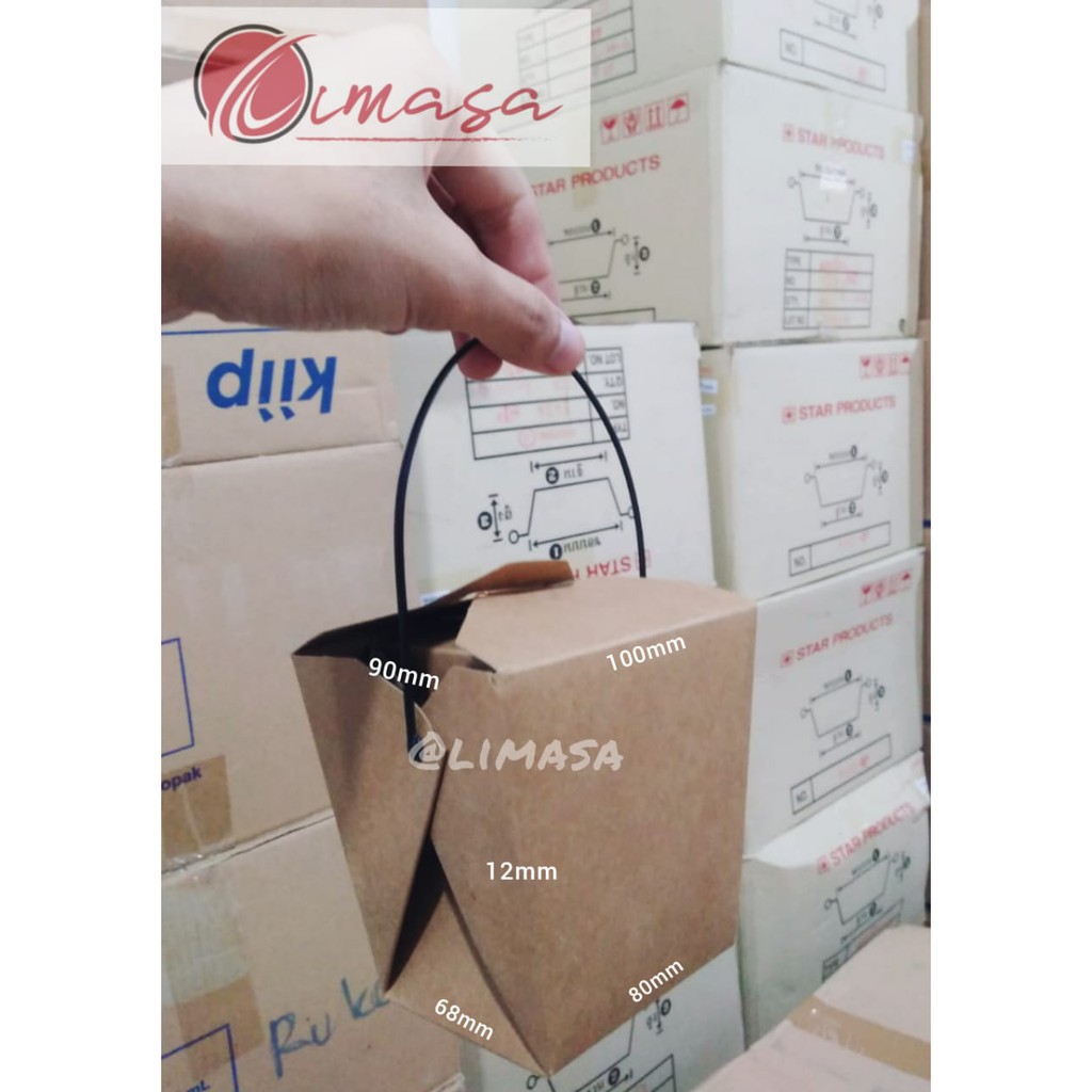 Jual FOOD FAIL BROWN HANDLE/PAPER RICE BOX HANDLE 50PCS | Shopee Indonesia