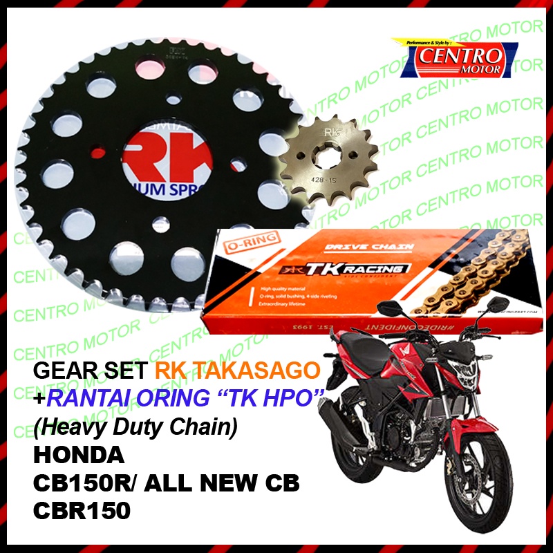 Jual GEAR SET RK TAKASAGO+RANTAI TK HPO UNTUK CB150R/ALL NEW CB150R