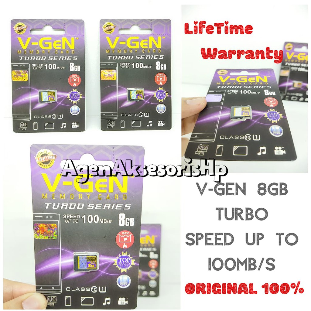 Jual Memory Card V-Gen 8GB Class 10 100MBpS Memory Hp VGen TF Micro ...
