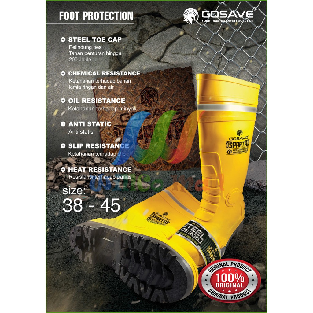 Jual SEPATU BOOTS KARET SAFETY UJUNG BESI GOSAVE SPARTA | Shopee Indonesia