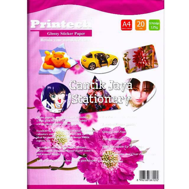 Jual Kertas Sticker Glossy Sticker Paper Printech 125gr | Shopee Indonesia