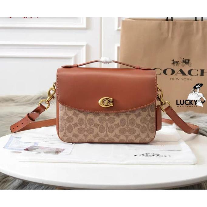 Jual Coach Cassie Signature Crossbody Tan Rust Brass ORIGINAL 100