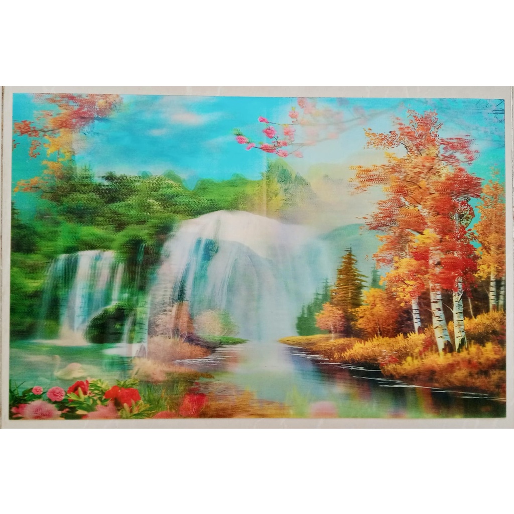 Jual Poster Gambar 3d 3 Dimensi Air Terjun 40x60cm Shopee Indonesia