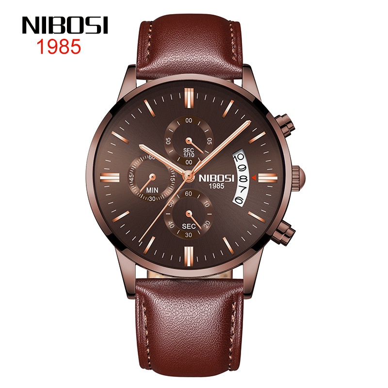 Jual NIBOSI 2309 Blue Leather Fashion Mens Watches Top Brand