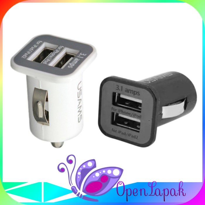 Jual Adaptor Mobil USB Car Charger Fast Charging Cas HP Di Mobil 2 Port