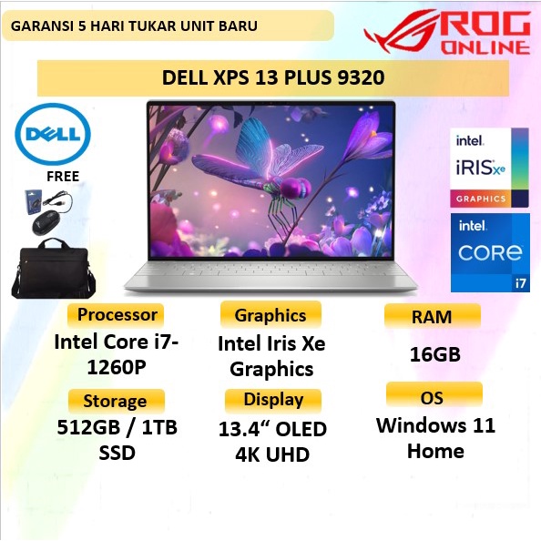 Jual LAPTOP TOUCH SCREEN DELL XPS 13 PLUS 9320 OLED 4K CORE I7 1260P