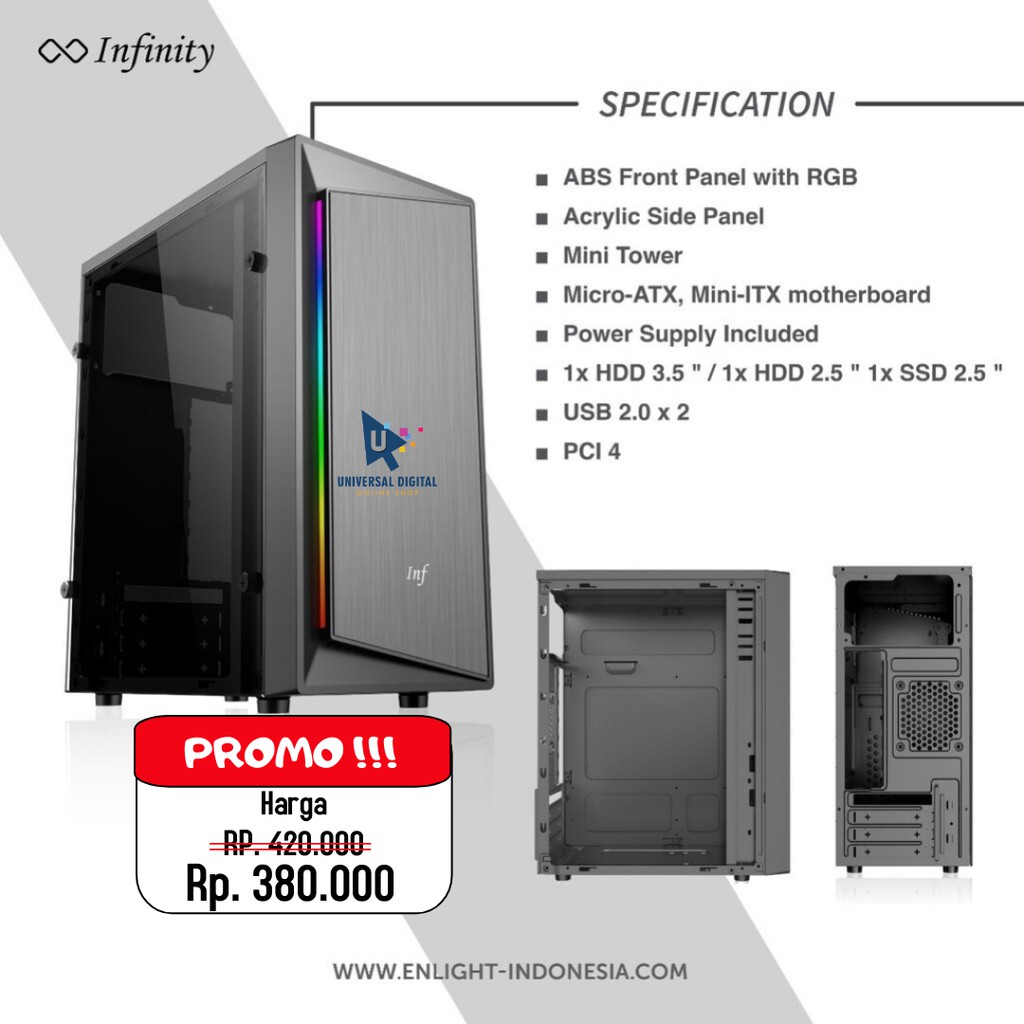 Jual INFINITY F05, F02 & f06 + 250W mATX RGB - GAMING CASE CASING PC ...