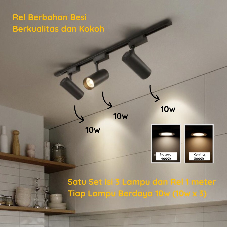 Jual Paket Lampu Sorot 10w 10 Watt 1 Set Isi 3 Lampu + Rel 1M 1 Meter ...